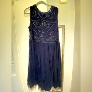 Navy blue dress with sequin detail